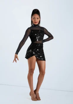 Weissman Ultra Sparkle Wrap Front Dress -Dance Clothing Store SQ11734 black 0258 91329.1698840541