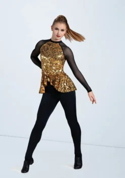 Weissman Ultra Sparkle Peplum Top -Dance Clothing Store SQ12731 gold 0013 87074.1698450692