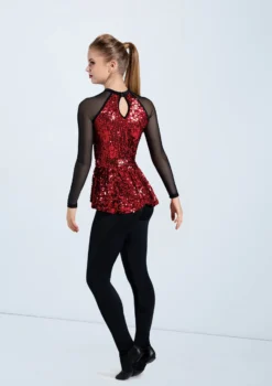 Weissman Ultra Sparkle Peplum Top -Dance Clothing Store SQ12731 red 367 62806.1678891723