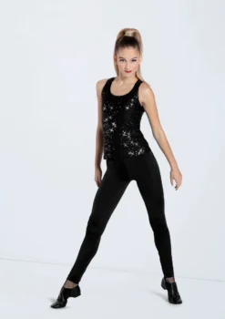Weissman Sequin Racerback Tank Top -Dance Clothing Store SQ13863 black 153 41858.1698840541