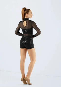 Weissman Sequin And Mesh Biketard -Dance Clothing Store SQ13864 black 295 16124.1698840541