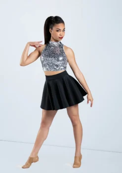 Weissman Ultra Sparkle Crop Top -Dance Clothing Store SQ8078 silver S8250 black 977 75678.1678891784