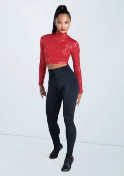 Weissman Long Sleeve Sequin Top