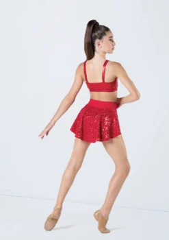 Weissman Sequin Back Panel Skirt -Dance Clothing Store SQ9663 red S12430 red 368 09814.1692404069