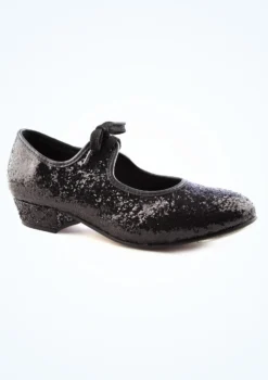 Alegra Tie Front Glitter Tap Shoe - Black -Dance Clothing Store alh0021 black main 1t 07993.1692919093