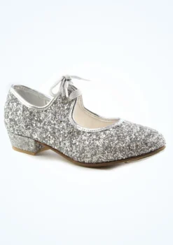 Alegra Tie Front Glitter Tap Shoe - Silver -Dance Clothing Store alh0021 silver main 1t 55136.1692919093
