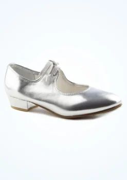 Alegra Tie Front Tap Shoe - Silver -Dance Clothing Store alh0026 silver front 1t 14205.1692919097