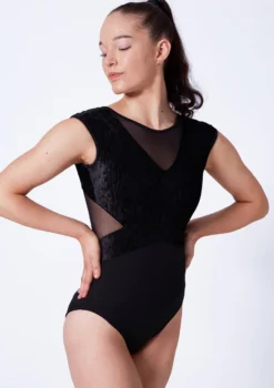 Bloch Eden Cap Sleeve Leotard -Dance Clothing Store bll4122 black close up front 62874.1675901997