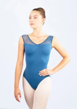 Ballet Rosa Crystale Embroidered Mesh Leotard -Dance Clothing Store brcrystale blue front 55515.1686007126