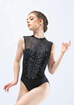 Ballet Rosa Harper Black Embroidered Leotard -Dance Clothing Store brharper black grey front 2 66379.1686875807