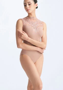 Ballet Rosa Paris Embroidered High Neck Leotard -Dance Clothing Store brparis nude front t 08387.1698804055