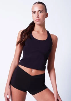 Capezio V Front Dance Boy Shorts -Dance Clothing Store cacc600 black close up front 31867.1678927204