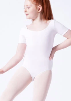 Capezio Class Kids Short Sleeve Leotard -Dance Clothing Store cad400c white front t 69521.1698806133