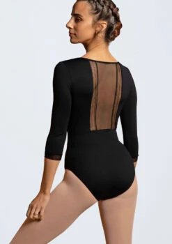 Intermezzo 3/4 Sleeve Ribbon Leotard -Dance Clothing Store it31610 blk bmain t 50197.1698808414