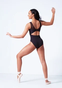 Mirella Open Back Chevron Rib Panel Leotard -Dance Clothing Store mim3107lm black back 1 65279.1679927440