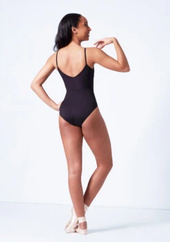 Mirella Camisole Chevron Rib Panel Leotard -Dance Clothing Store mim4043lm black back 76343.1679927450