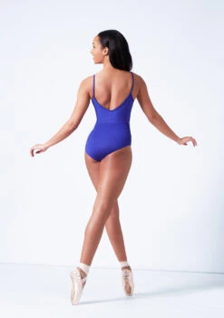 Mirella Camisole Chevron Rib Panel Leotard -Dance Clothing Store mim4043lm blue back 00862.1679927450