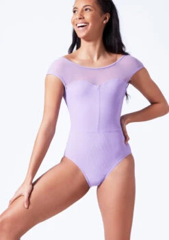 Mirella Boat Neck Chevron Rib Leotard -Dance Clothing Store mim5100lm lilac front t 29459.1698809421
