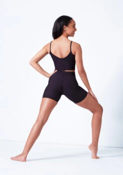 Mirella V Front Chevron Rib Shorts -Dance Clothing Store mim6045l black back 85598.1679927468