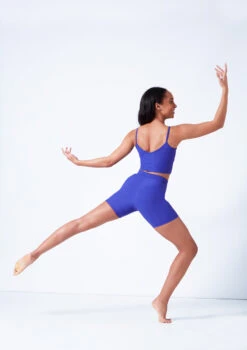 Mirella V Front Chevron Rib Shorts -Dance Clothing Store mim6045l blue back 67434.1679927468