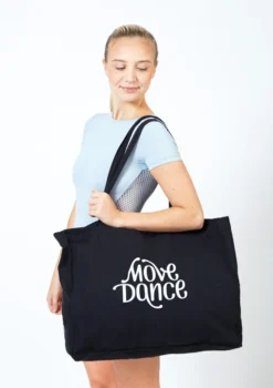 Move Dance Woven Tote Bag -Dance Clothing Store moa0401 black front 3 53880.1678928307