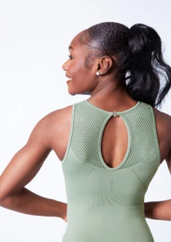 Move Dance Enola Seamless Leotard -Dance Clothing Store mol0505 sage close up back 11632.1682378317