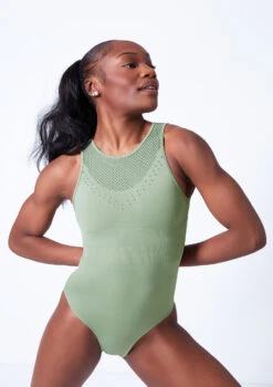 Move Dance Enola Seamless Leotard -Dance Clothing Store mol0505 sage close up front 34087.1682378317