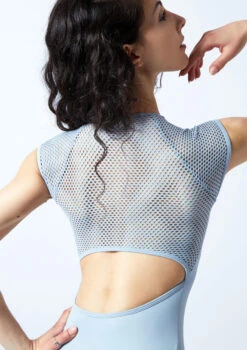Move Dance Azealia Cap Sleeve Leotard -Dance Clothing Store mol0651 paleblue close up back 1 68390.1678884236