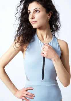 Move Dance Sally Zip Front Leotard -Dance Clothing Store mol0652 paleblue close up front 1 87886.1678884242
