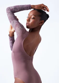 Move Dance Brizo Long Sleeve Leotard -Dance Clothing Store mol0665 orchid pink close up back 48561.1683070095