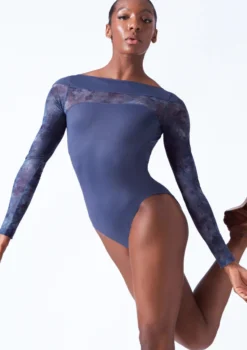 Move Dance Brizo Long Sleeve Leotard -Dance Clothing Store mol0665 petrol blue front t 09180.1698711846