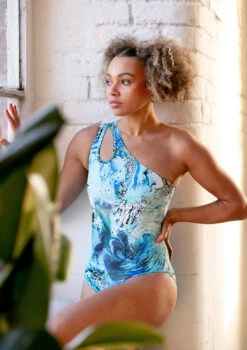 Move Dance Nova Asymmetric Cut Out Leotard Bodysuit - Pacific -Dance Clothing Store mol0902 pac front 3 87251.1678884330