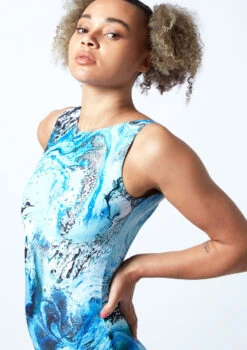 Move Dance Celeste Low Back Leotard Bodysuit - Pacific -Dance Clothing Store mol0911 pac close up front 1 79361.1678884349