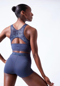 Move Dance Lotus Dance Shorts 16 Move Dance Lotus Dance Shorts -Dance Clothing Store mor0643 petrol blue close up back 12894.1683070406