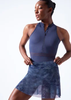 Move Dance Lourdes Hipster Mesh Skirt -Dance Clothing Store mor0645 petrol blue close up front 96080.1683070406
