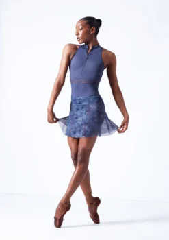 Move Dance Lourdes Hipster Mesh Skirt -Dance Clothing Store mor0645 petrol blue front 11249.1683070405