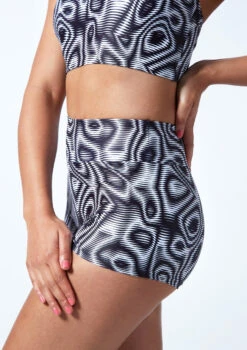 Move Dance Astra High Waisted Shorts - Dimensions -Dance Clothing Store mor0909 dim close up front 1t 26490.1686178262