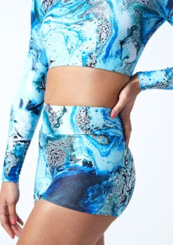 Move Dance Astra High Waisted Shorts - Pacific 7 Move Dance Astra High Waisted Shorts - Pacific -Dance Clothing Store mor0909 pac close up front 1 94203.1678884739