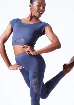 Move Dance Zorya Cap Sleeve Crop Top 15 Move Dance Zorya Cap Sleeve Crop Top -Dance Clothing Store mos0603 petrol blue front t 49903.1690450600