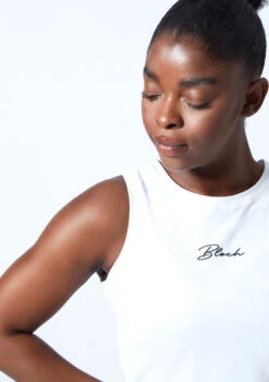 Bloch Tonal Crop Tank Top -Dance Clothing Store zlw5111 white close up front 1 72796.1678926342